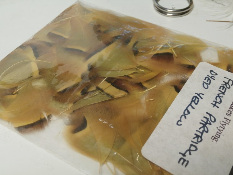 French Partridge feathers, dyed yellow